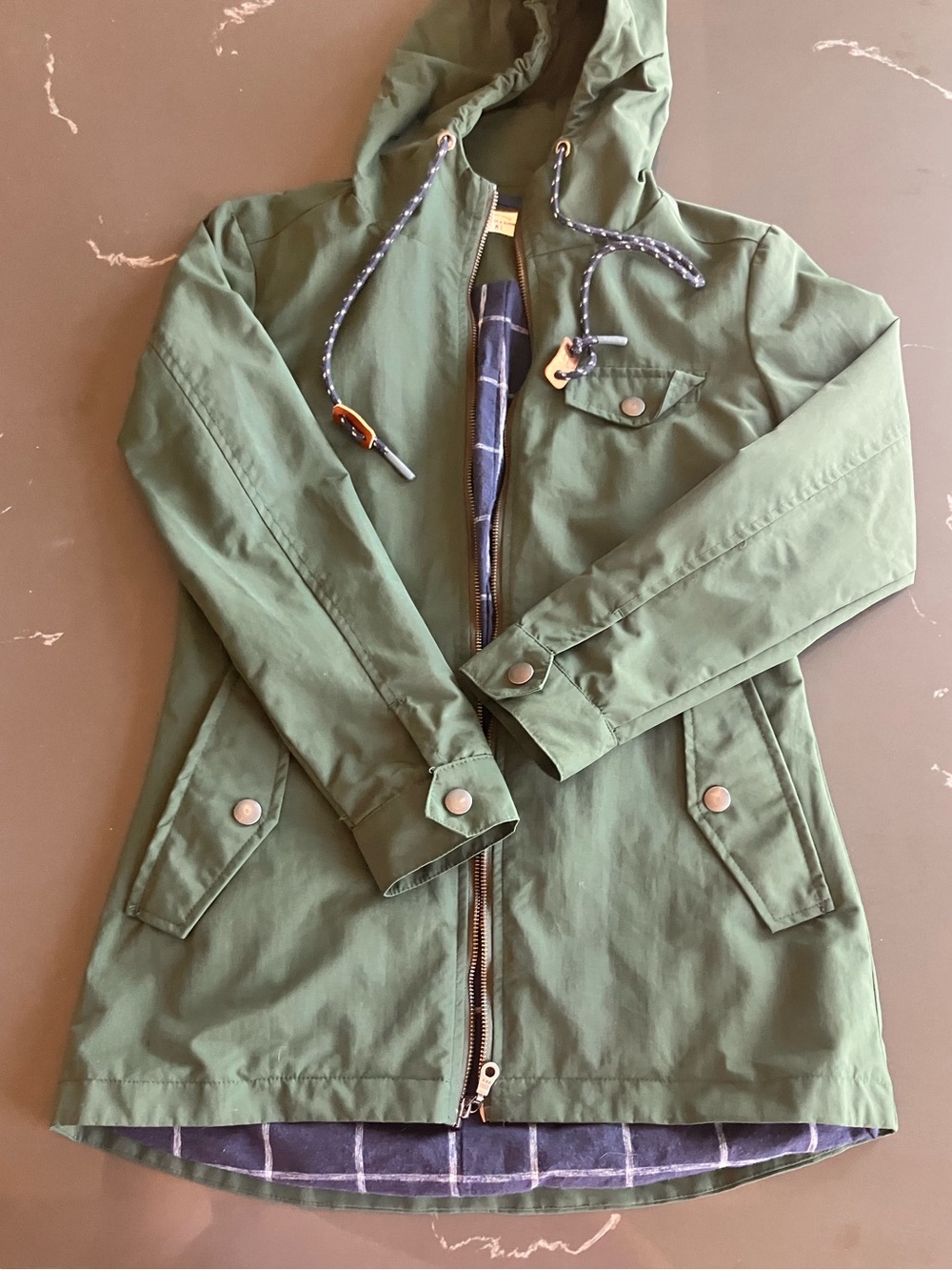 Bridge & Burn XS Green Hooded Rain Jacket